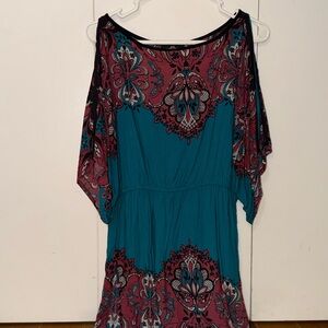 Bohemian Teal and Burgundy Dress